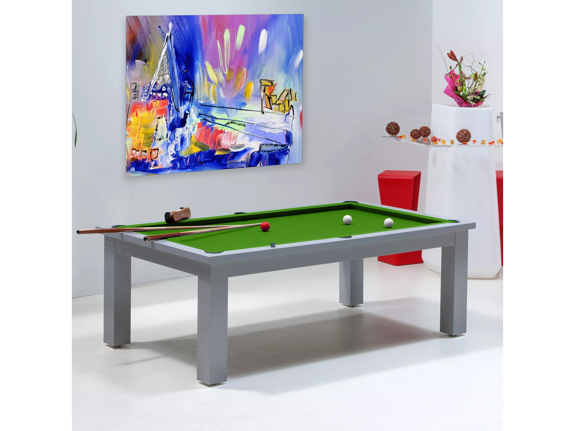 table billard convertible, billard tapis vert pool transformable