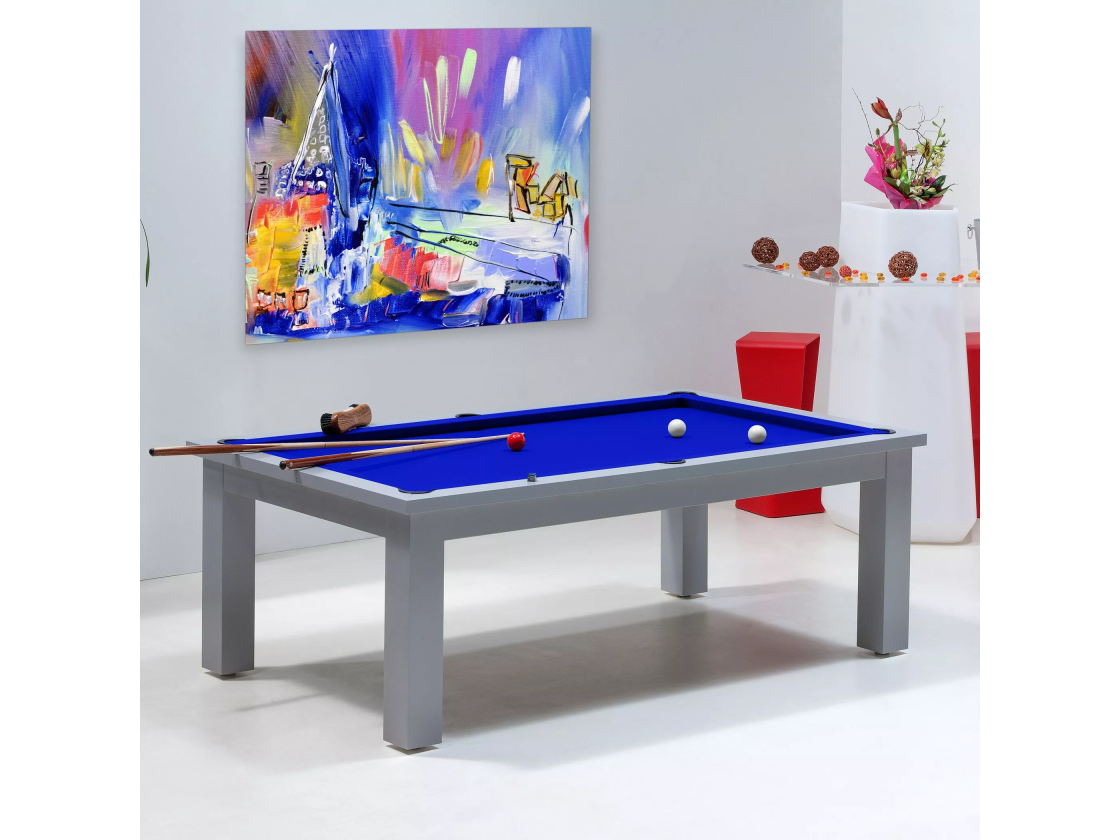 Table de billard transformable, avec tapis de couleur bleu pool pour billard pool
