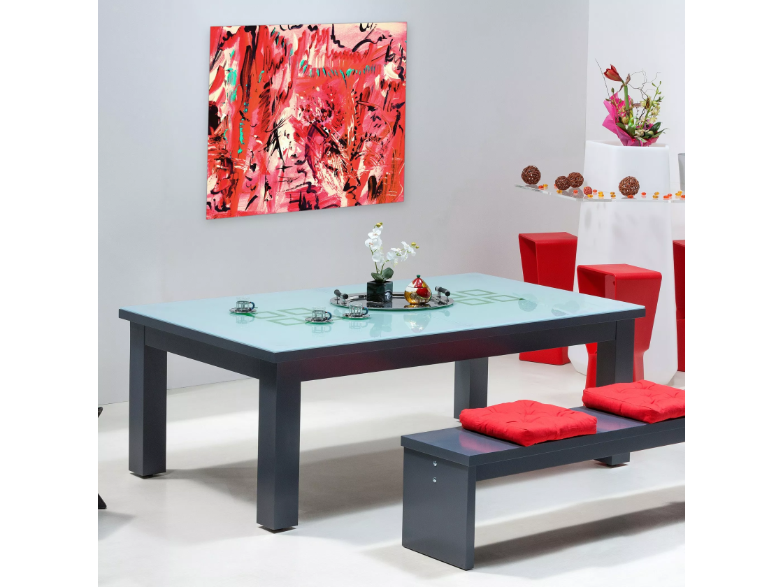 Table de billard transformable - Billard convertible en table en verre