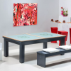 Billard transformable en table : table de séjour en verre avec cadre en bois