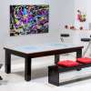 Achat billard transformable, dessus de table en verre avec cadre en bois