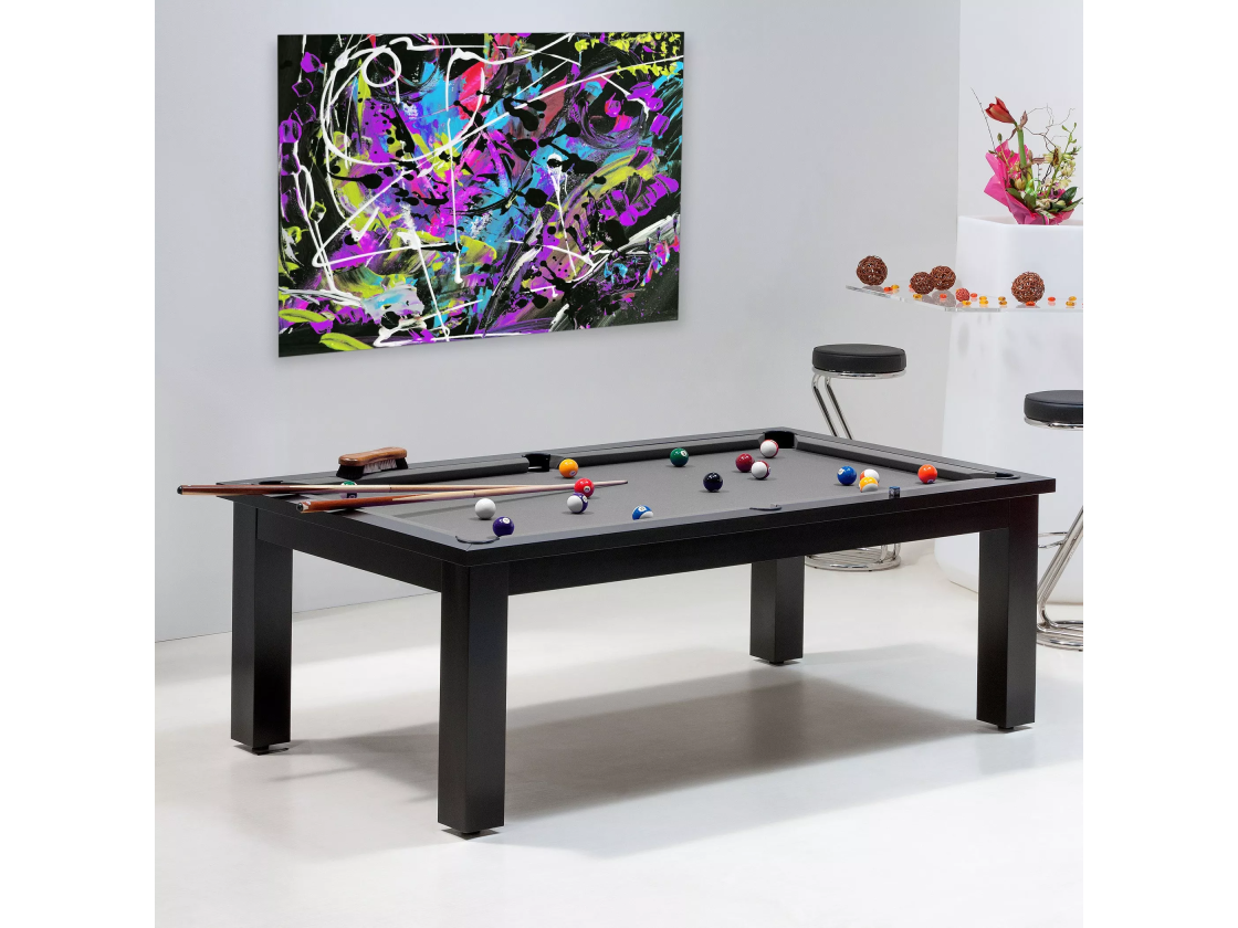 Table billard convertible - Tapis gris