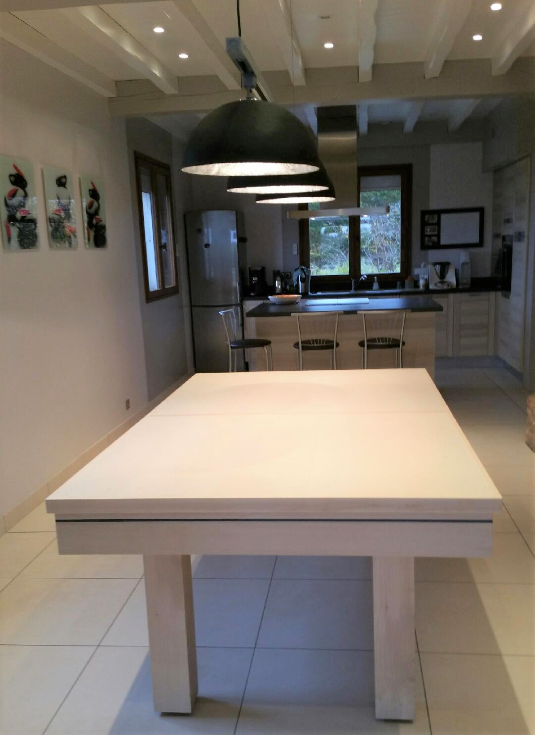 Table billard convertible design en bois massif