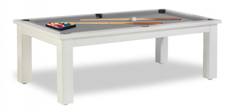 Billard blanc tapis gris