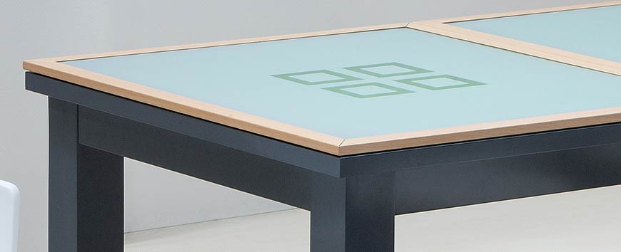 Table billard convertible en verre et cadre bois