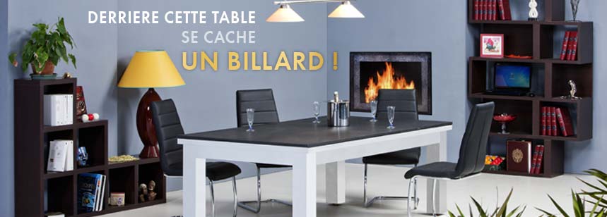 Derrière cette table ce cache un billard : table billard convertible