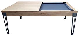 Billard français convertible table industriel steel et bois