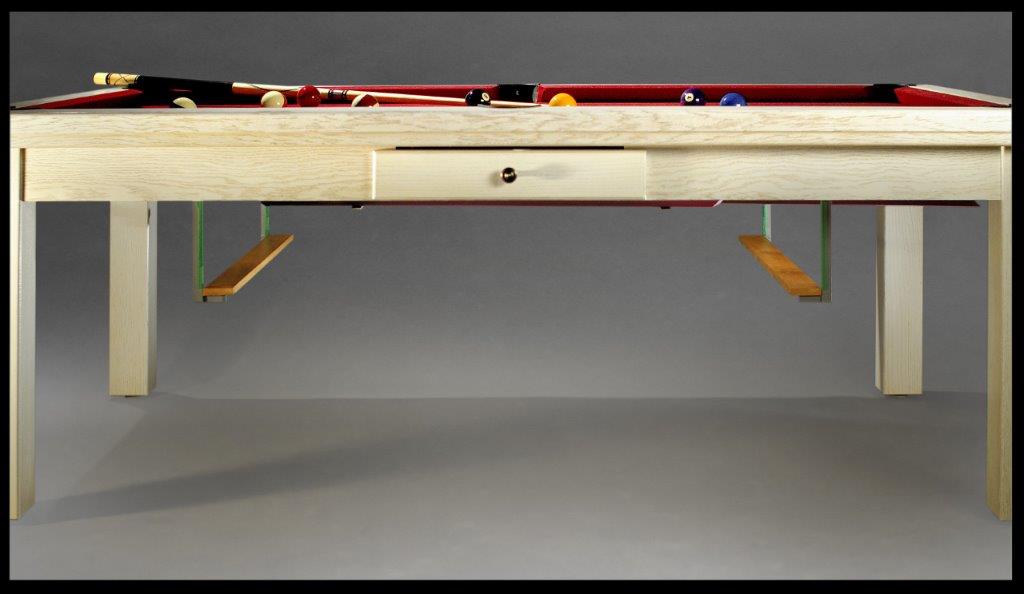 Table billard convertible : Rangement accessoires/plateau sous la table