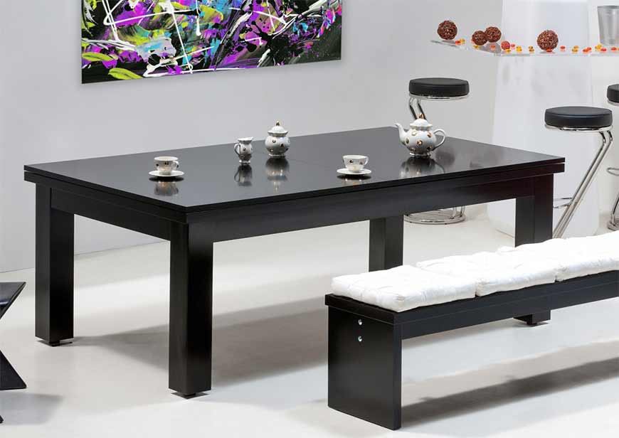 Table billard convertible noir et banc noir