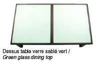 Table billard avec dessus table verre sablé vert