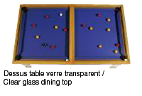 table billard transformable avec dessus table verre transparent