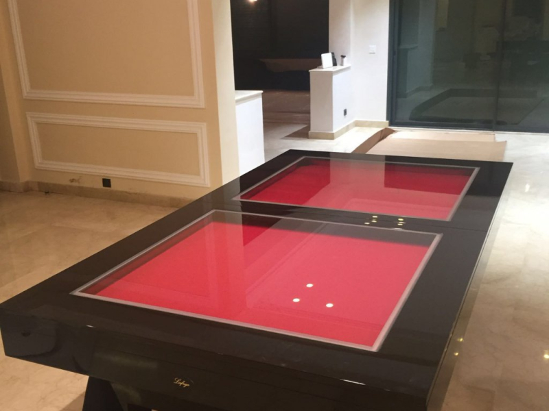 Table billard convertible en verre
